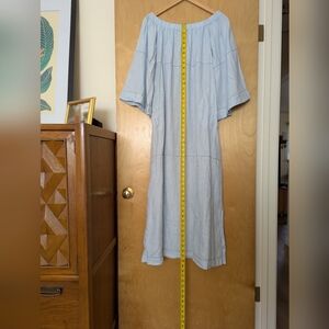 Lisa Marie Fernandez Light Blue Linen Maxi Dress with Bell Sleeve Size